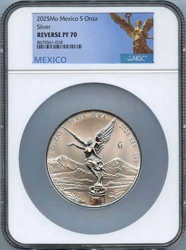 2025年 モ・メキシコ 5 オンザ・リベルタッド シルバー NGC PF70 リバースプルーフ 低鋳造枚数 600枚