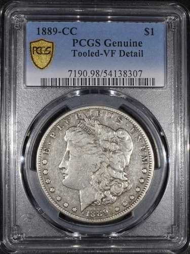 1889-CC モルガン銀貨「PCGS ツールド VF」*2点目以降は送料無料*