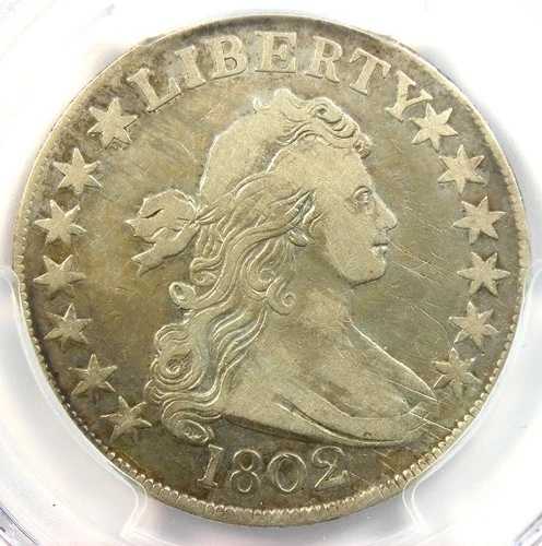 1802 年 ドレープ バスト ハーフ ドル 50 セント コイン - PCGS 認定、細部まで精巧に仕上げられており、希少品です。