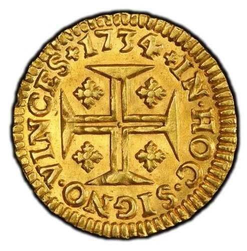 ポルトガル - 1734年 ジョアン5世 金貨 400レイス - PCGS MS62 - 驚くほど豊かな色調の美しさ