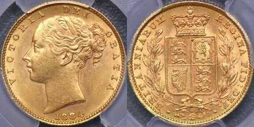 1884年 シドニーシールド リバースソブリン - PCGS MS62