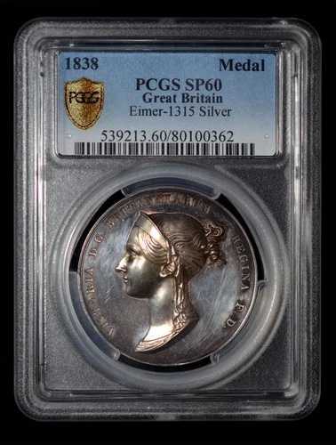 PCGS SP60 1838年 イギリス ヴィクトリア女王戴冠式 37mm 銀メダル - 希少!|WORLD RESOURCE【QUEEN店】