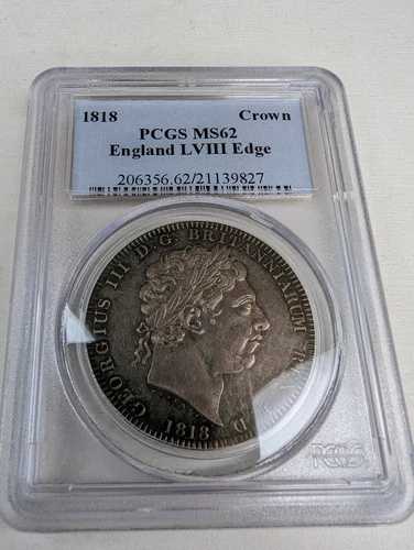 PCGS MS62 1818 ジョージ3世 イギリス イングランド LVIII エッジクラウン|WORLD RESOURCE【QUEEN店】