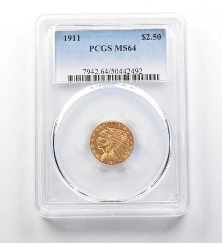 1911年 2.50ドル インディアンヘッド ゴールド クォーター MS64 PCGS *8142|WORLD RESOURCE【QUEEN店】