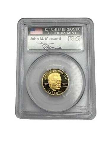 1997-W ジャッキー・ロビンソン $5 .2419オンス 純金 PR69DCAM PCGS マーカンティ サイン入り