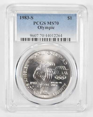 MS70 1983-S 記念ドル オリンピック円盤 PCGS ブルーラベル｜WORLD RESOURCE【QUEEN店】