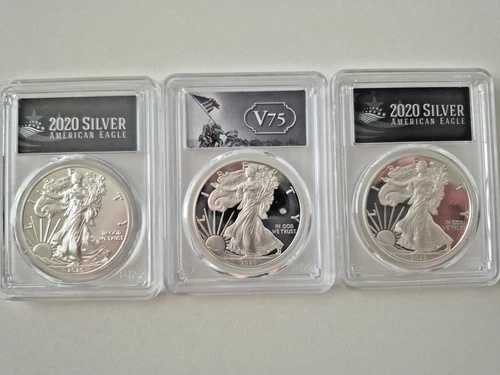 2020 シルバー イーグル PCGS FDOI セット (コイン 3 枚) 緊急発行と V75 が含まれています!!!|WORLD RESOURCE【QUEEN店】