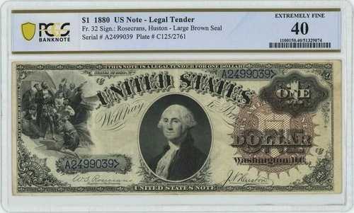 FR. 32 1880 1ドル 法定通貨 PCGS XF40 美しい！ 949949-1