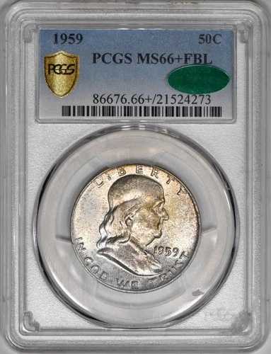 1959年 フランクリン ハーフダラー 50セント PCGS MS66+FBL CAC|WORLD RESOURCE【QUEEN店】