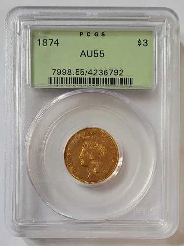 1874年 PCGS AU55 インディアン・プリンセス 3ドル