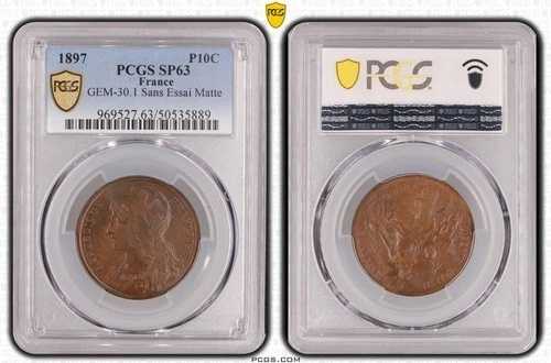 フランス - プルーフ 10 サンチーム 1897 デュピュイ - PCGS SP63 - 血統 - TOP POP-|WORLD RESOURCE【QUEEN店】