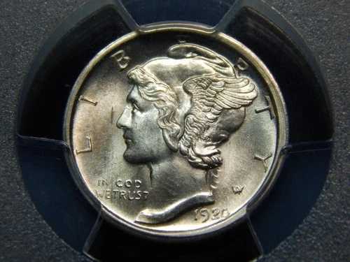 1920-D 10セント マーキュリーダイム MS-64FB PCGS/CAC、日付良好！美品＆ホワイト！