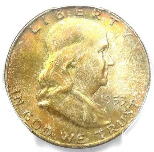 1953-D フランクリン ハーフ ドル 50 セント コイン - PCGS MS67 認定 - 4,500 ドル相当!