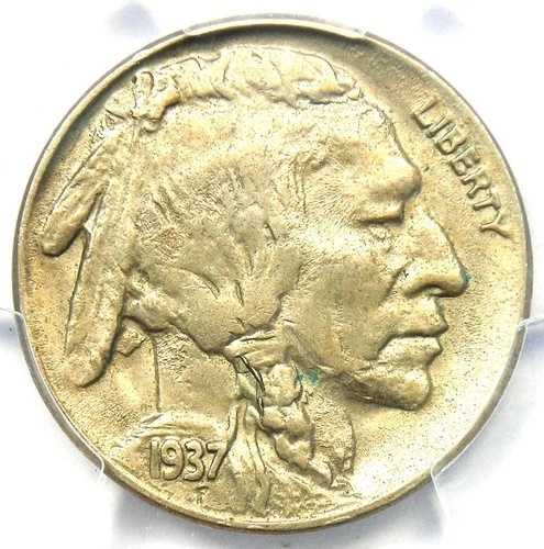 1937-D 3 本足バッファロー ニッケル 5C - PCGS UNC 詳細 (MS) - 3 本足のバラエティ!