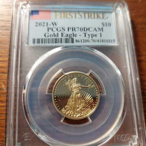 2021-W (タイプ1) 10ドル 1/4オンス フラッグ＆ファーストストライク ゴールド イーグル プルーフ - PCGS PR70 DCAM 431,145円