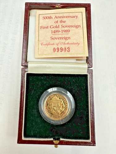 1989 年英国初のゴールド プルーフ ソブリン - 500 周年記念ボックス /COA レア! 431,640円