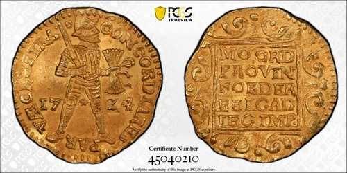 オランダ 1724年 ユトレヒト ダカット PCGS MS 63｜WORLD RESOURCE【QUEEN店】