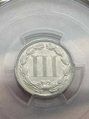 1877年 3セントニッケル貨 3CN - 900枚鋳造、PCGS認定プルーフ - AU詳細