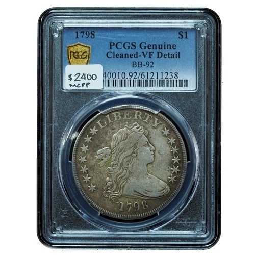 1798年 1ドル ドレープバストドル VF 詳細、軽い古いクリーニング PCGS