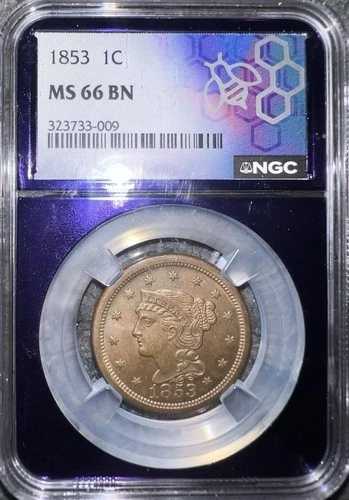 1853年製 編み込みヘア ラージセント NGC認定 MS 66 BN - 言葉は必要ありません??