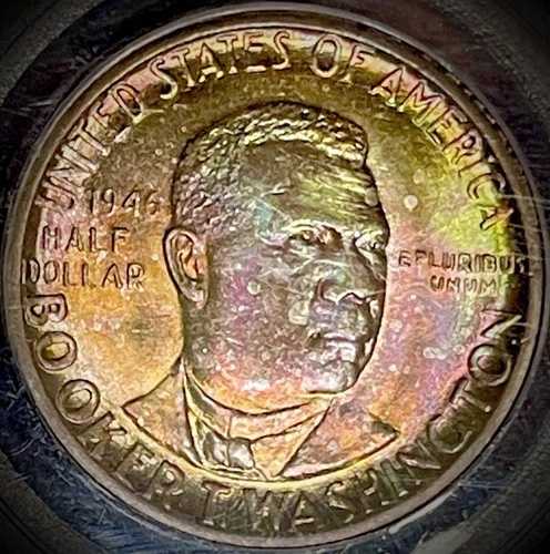 1946-D ブッカー・T・ワシントン記念ハーフドル PCGS MS67 トーン BTW