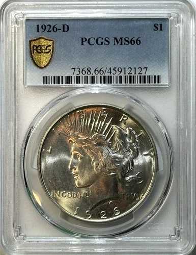 1926-D ピース シルバー ダラー $1 | PCGS MS66 | フロスティ ラスター | プレミアム ジェム!