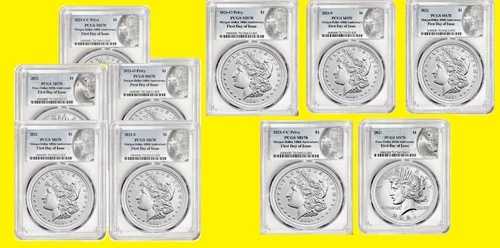 2021年 モルガン・ピース シルバーダラー 5枚セット PCGS MS 70 初日発行