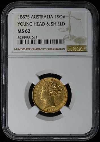 1887S オーストラリア ヤングヘッド＆シールド 1SOV NGC MS62 438,075円