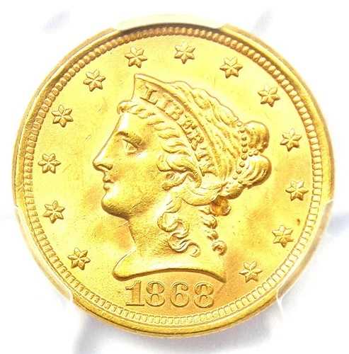 1868-S リバティゴールドクォーターイーグル 2.50ドルコイン - PCGS 未流通詳細 (UNC MS)|WORLD RESOURCE【QUEEN店】