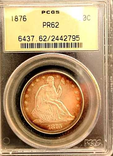 1876年 シーテッド・リバティ ハーフダラー プルーフ 62 PCGS オールドグリーンホルダー 441,540円