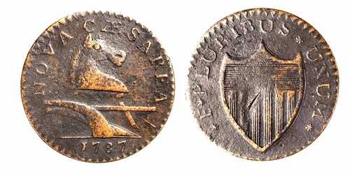 1787年 銅製 ニュージャージー州産 小型プランシェット 希少価値1 プレーントライデントシールド