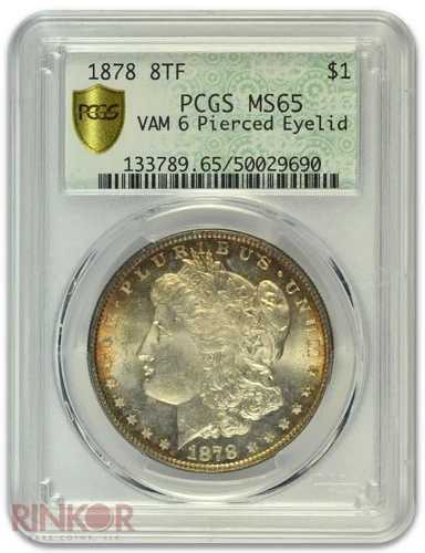 1878年 8TF $1 モルガン・ダラー VAM 6 PCGS MS 65