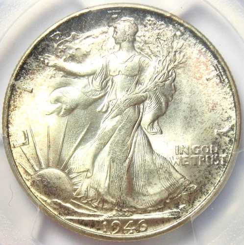 1946-S ウォーキング・リバティ ハーフダラー 50セントコイン - PCGS MS67認定 - 4,000ドル相当