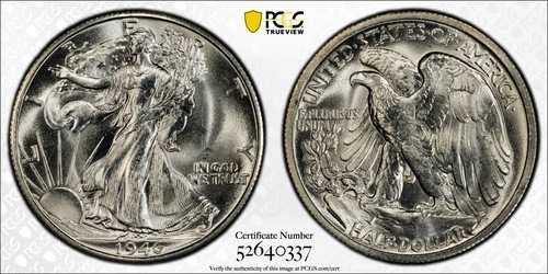 1946年 S ウォーキング・リバティ ハーフダラー PCGS MS-67 ブラストホワイト スタナー｜WORLD RESOURCE【QUEEN店】