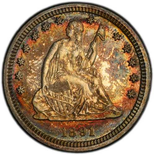 1891年 リバティ・シーテッド・クォーター コイン PCGS プルーフ64 カメオ！驚くほど美しい色合い！｜WORLD RESOURCE【QUEEN店】 445,995円