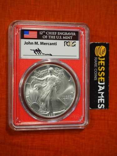 1986年 1ドル アメリカン シルバー イーグル PCGS MS70 マーカンティ サイン入り ミント エングレーバーズ シリーズ｜WORLD RESOURCE【QUEEN店】