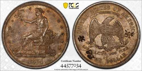 アメリカ合衆国 1874 CC 1ドル貿易ドル銀貨 PCGS AU58 チョップマーク カーソンシティ