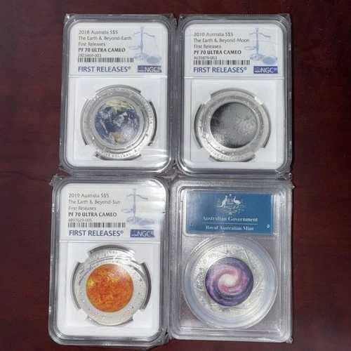 地球 - 太陽 - 月 - 天の川 1オンス シルバー プルーフ コイン セット - NGC/PF70、PCGS /PR70