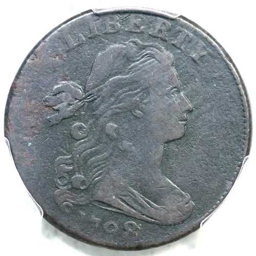 1798 S-180 R-5+ PCGS VF 詳細 ドレープバスト ラージセントコイン 1セント