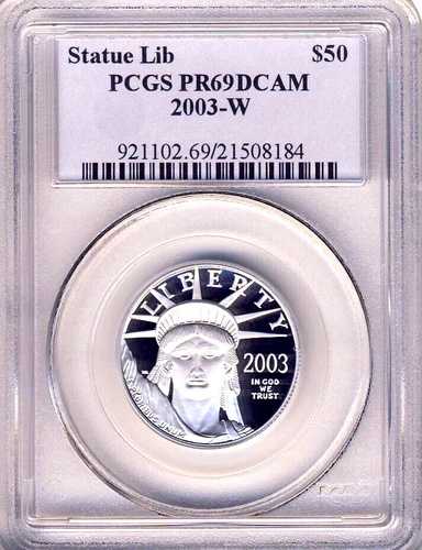 2003 W PCGS PR69DCAM 自由の女神像 プラチナ 50ドル 50ドル