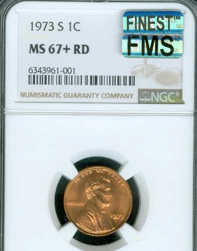 1973 S リンカーン セント NGC MS67 + プラス RD MAC 最高級 FMS & スポットレス 非常に希少。