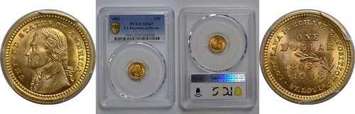 1903年 1ドル ルイジアナ州購入 - ジェファーソン記念金貨 PCGS MS-67