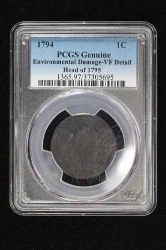 1794年 リバティキャップ ラージセント PCGS 1795年 VF 詳細 環境損傷 3AMA