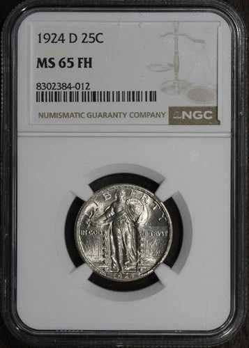 1924-D (MS65FH) スタンディング・リバティ・クォーター 25セント NGC - ブラストホワイト、フルヘッド|WORLD RESOURCE【QUEEN店】