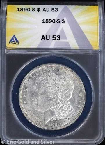 1890-S 1ドル モルガン銀貨 ANACS AU 53