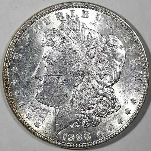 1888年製 モルガン・ダラー 未流通 光沢あり、裏面に細かいひび割れあり (D93)