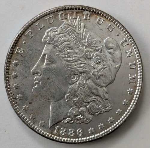 1886年製モルガン銀貨（色褪せあり）