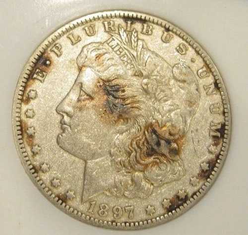 1897年 O モルガン銀貨 - 流通品、希少、表面色褪せ 4921