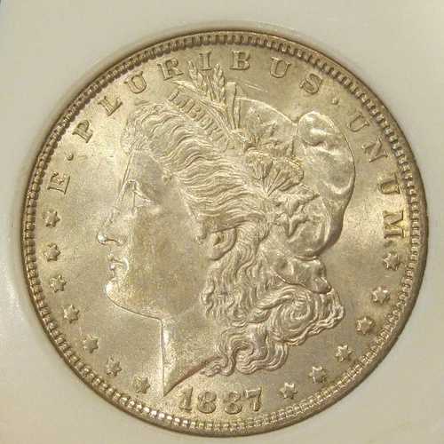 1887年モルガン銀貨 - UNC、ライトゴールド周辺部トーニング 4069
