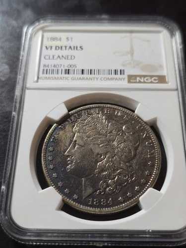 1884 NGC VF 詳細 モーガン・ダラー * 素晴らしいレインボートナー * 古いクリーニング済み ????